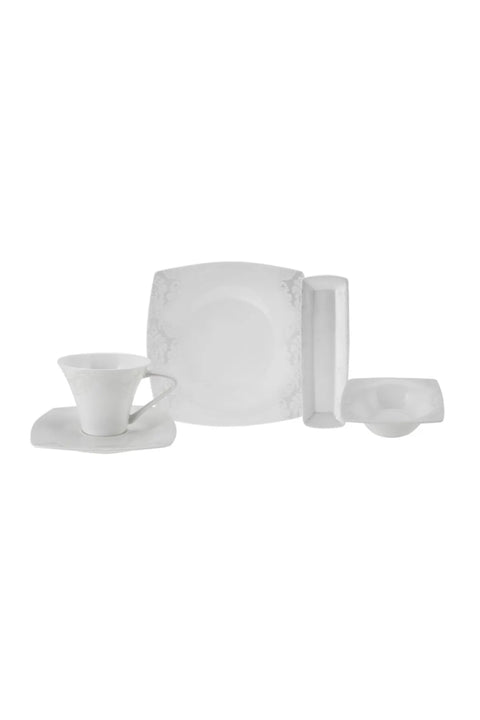 Karaca Fine Pearl Roma 26-Teiliges 6-Personen Frühstücksset Quadrat