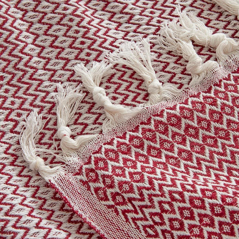 Karaca Home Levi Pikee für Doppelbett Dunkelrot