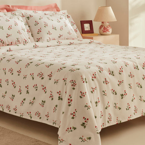 Karaca Home Silvie 100% Baumwolle Doppelbett Tagesdecke Set Rot