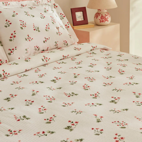 Karaca Home Silvie 100% Baumwolle Doppelbett Tagesdecke Set Rot