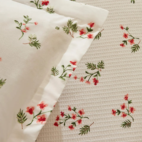 Karaca Home Silvie 100% Baumwolle Doppelbett Tagesdecke Set Rot
