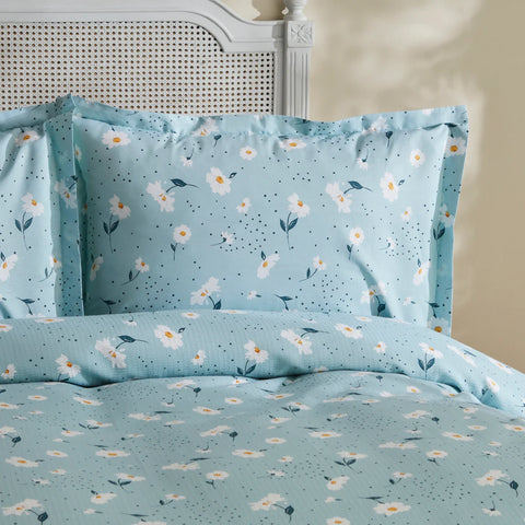 Karaca Home Daisy 100% Baumwolle Doppelbett Tagesdecke Set Mint