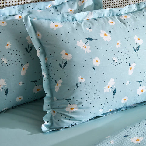 Karaca Home Daisy 100% Baumwolle Doppelbett Tagesdecke Set Mint