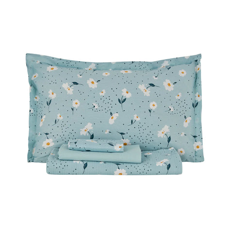 Karaca Home Daisy 100% Baumwolle Doppelbett Tagesdecke Set Mint