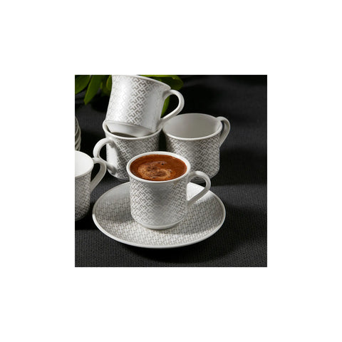 Apricot Vivi Platin (Platinum) Kaffeetassen- Set für 6 Personen