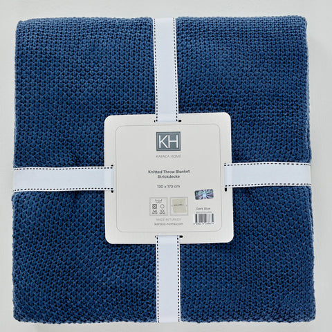 Karaca Home dunkelblau Strickdecke Öko-Tex zertifiziert