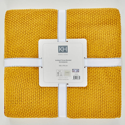 Karaca Home ocker Strickdecke Öko-Tex zertifiziert