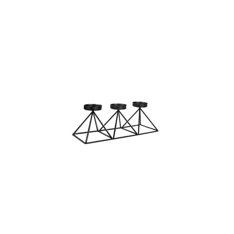 Karaca Geometri Set aus 3 schwarzen Kerzenhaltern 36 cm x 13 cm