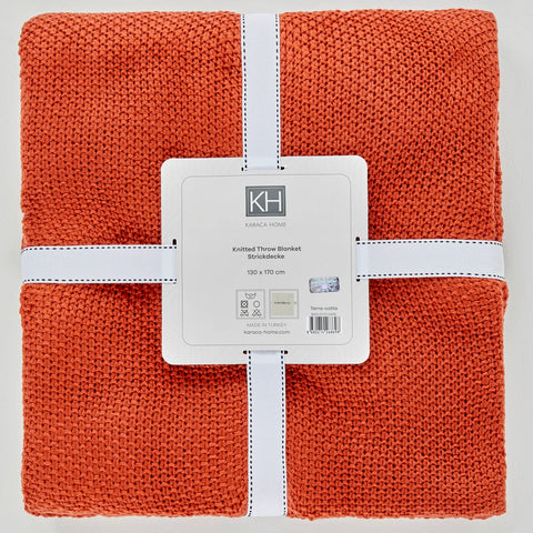 Karaca Home terracotta Strickdecke Öko-Tex zertifiziert