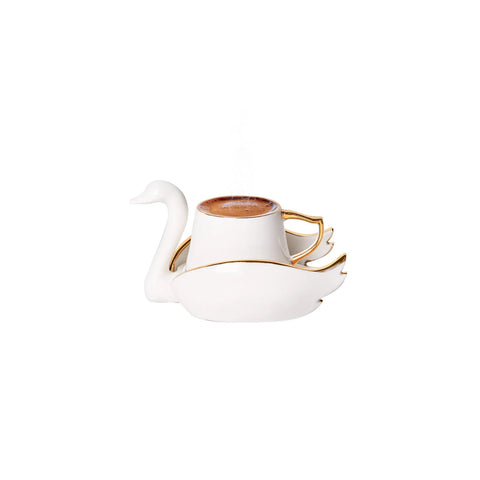 Karaca Swan Set mit 2 Kaffeetassen