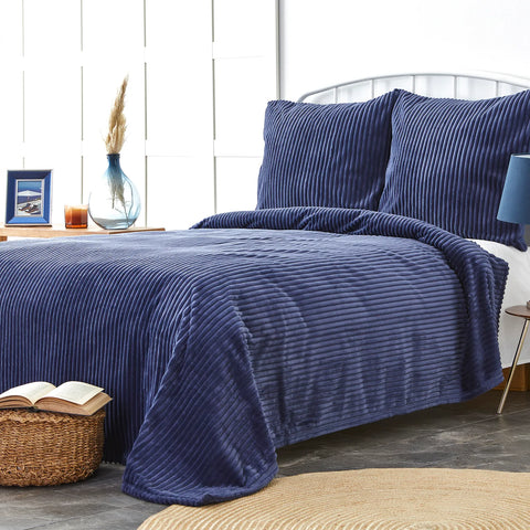 Karaca Home Joena Indigo Doppelweiche Tagesdecke Set Öko-Tex Zertifiziert