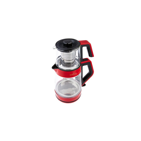 Karaca Glas Wasserkocher Retro Rot