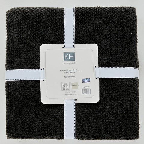 Karaca Home Dunkelgrau Double Seed Stitch Throw Öko-Tex Zertifiziert