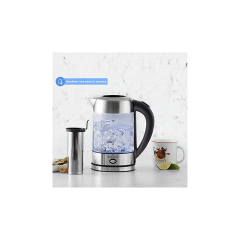 Karaca Glas Kräutertee Kocher mit LED Beleuchtung Inox, 1.7L, 2200W