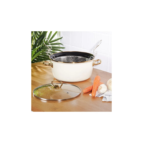 Karaca Love of Kitchene Emaille Induktions Bratpfanne Creme Farben 22 cm