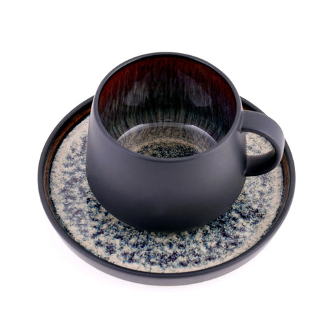 Karaca Black Galactic Reactive 8-teilig Teetassen-Set 