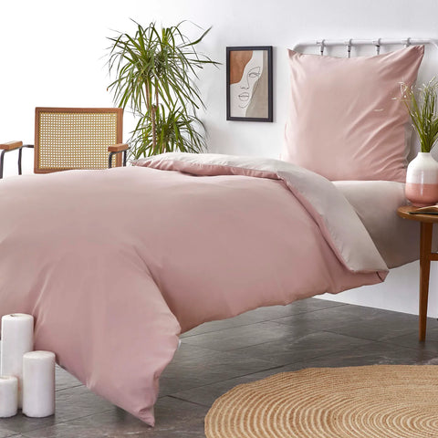 Karaca Home Puderrossa und Beige Bettbezug Set einzeln