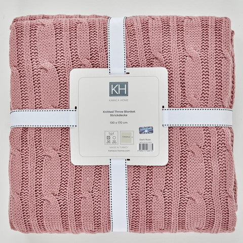 Karaca Home dunkelrosa Strickdecke Öko-Tex zertifiziert