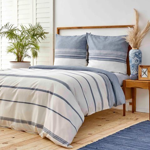 Karaca Home Indigo Dobby Woven Doppelbettbezug-Set (150x220 cm) Öko-Tex Zertifiziert
