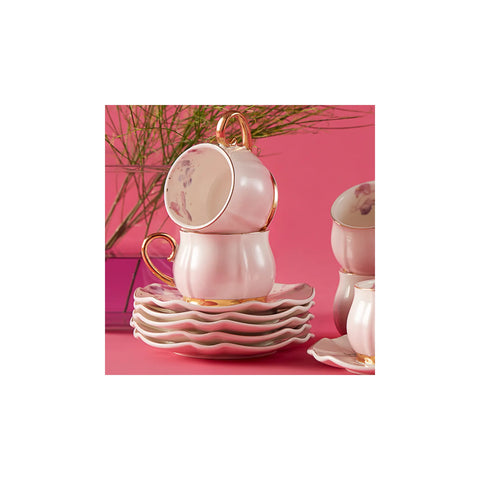 Karaca Pink Garden  Kaffeetassen-Set für 6 Personen