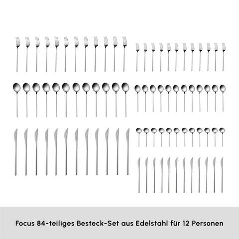 Karaca Focus 84-teiliges Besteckset für 12 Personen Mit Box