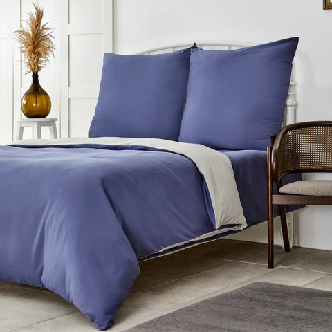 Karaca Home Marineblau und Hellgrau Bettbezug Set doppelt