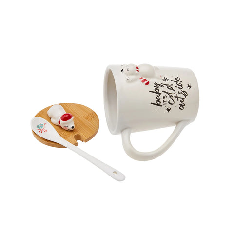 Karaca New Year Polar Bear Wıth Spoon Mug Np22