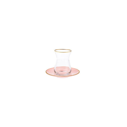 Karaca Retro 12 Teiliges für 6 Personen Teetassen Set Rosa