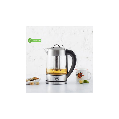 Karaca Glas Kräutertee Kocher mit LED Beleuchtung Inox, 1.7L, 2200W