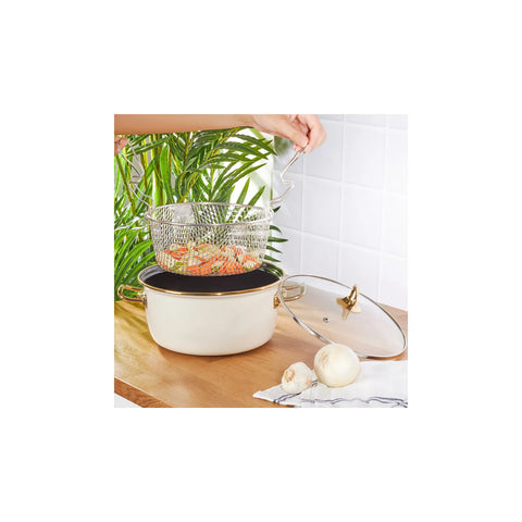 Karaca Love of Kitchene Emaille Induktions Bratpfanne Creme Farben 22 cm
