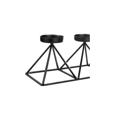 Karaca Geometri Set aus 3 schwarzen Kerzenhaltern 36 cm x 13 cm