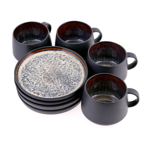 Karaca Black Galactic Reactive 8-teilig Teetassen-Set 