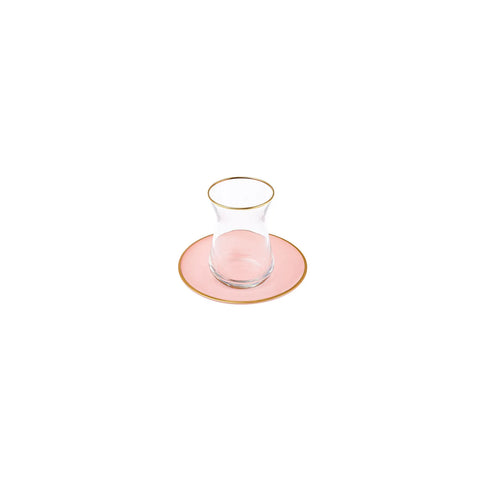 Karaca Retro 12 Teiliges für 6 Personen Teetassen Set Rosa