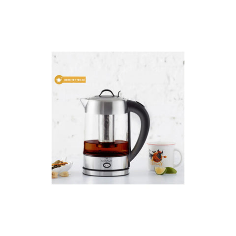 Karaca Glas Kräutertee Kocher mit LED Beleuchtung Inox, 1.7L, 2200W