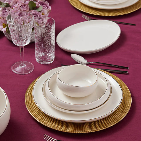 Karaca Red Carpet Collection Streamline Hole Gold 59 Teiliges Für 12 Personen Tafelgeschirr Set Porzellan