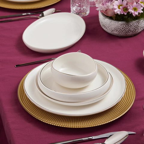 Karaca Red Carpet Collection Streamline Hole Gold 59 Teiliges Für 12 Personen Tafelgeschirr Set Porzellan
