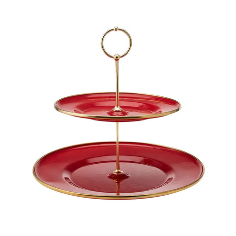 Karaca Retro Red Enamel 2 Piece Cookie Stand