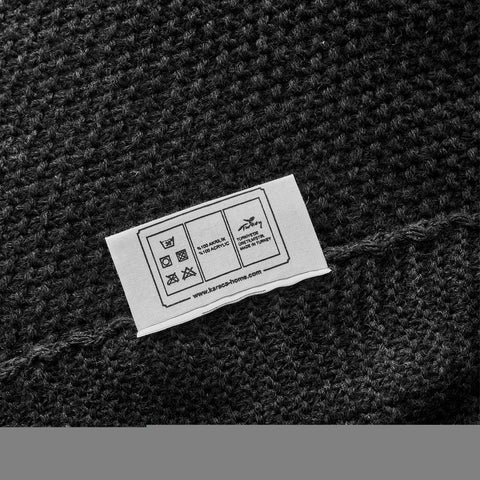 Karaca Home Dunkelgrau Double Seed Stitch Throw Öko-Tex Zertifiziert