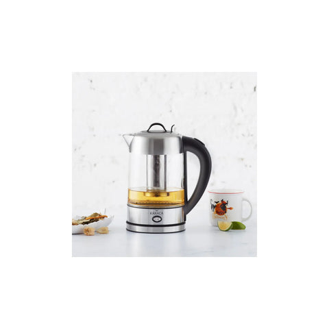 Karaca Glas Kräutertee Kocher mit LED Beleuchtung Inox, 1.7L, 2200W
