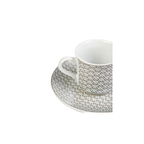 Apricot Vivi Platin (Platinum) Kaffeetassen- Set für 6 Personen