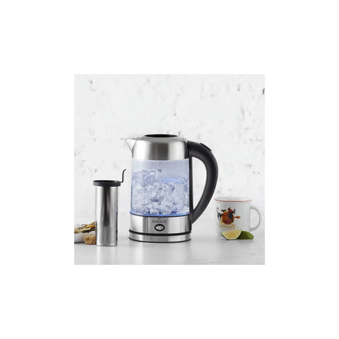 Karaca Glas Kräutertee Kocher mit LED Beleuchtung Inox, 1.7L, 2200W