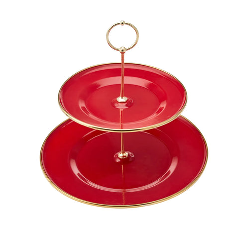 Karaca Retro Red Enamel 2 Piece Cookie Stand