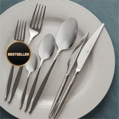 Karaca Laurel 84-teiliges Elegance Besteck Set für 12 Personen