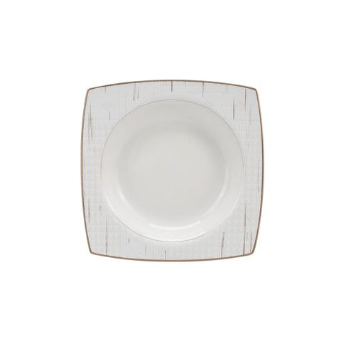 Karaca Batik Cream 60-teiliges Tafelgeschirr-Set für 12 Personen Gold Quadrat