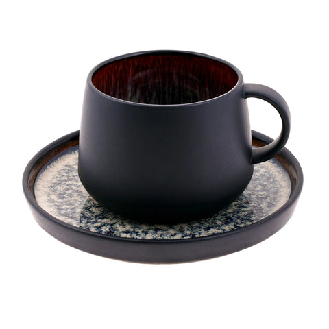Karaca Black Galactic Reactive 8-teilig Teetassen-Set 