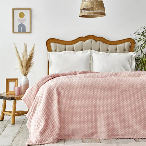 Karaca Home Alice Puderrosa Doppel-Wellsoft-Decke mit Struktur