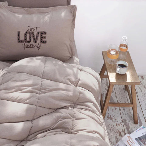 Karaca Home Motto Einzelbett Cotton Comfort Set/Schlafset Beige