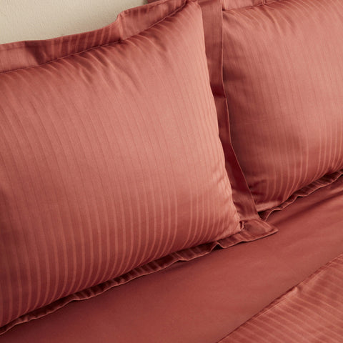 Karaca Home Uniq 100% Baumwolle Satin Doppelbett-Bettwäsche-Set Terrakotta