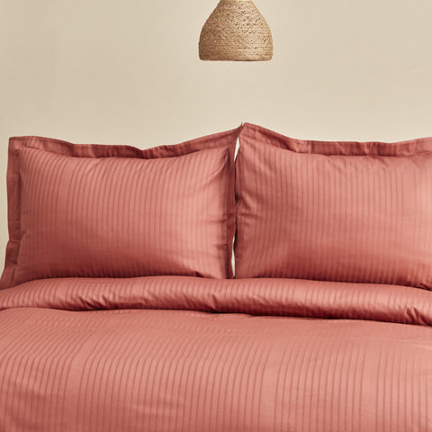 Karaca Home Uniq 100% Baumwolle Satin Doppelbett-Bettwäsche-Set Terrakotta