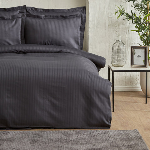 Karaca Home Uniq 100% Baumwolle Sateen Doppel Bettbezug Set Anthrazit